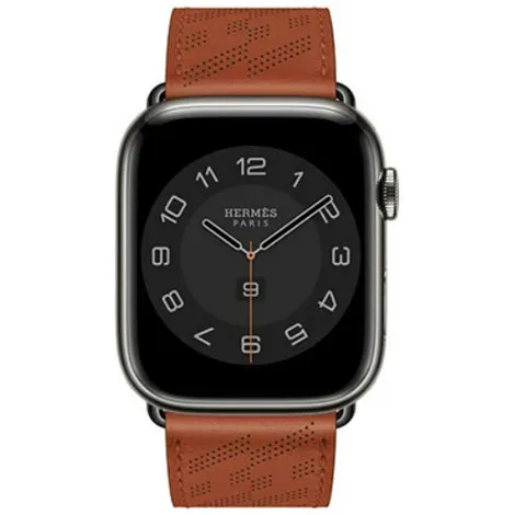 Apple Watch Hermes Series 8 45mm GPS+Cellular ステンレススチールケース/Hディアゴナル・シンプルトゥールレザーストラップ