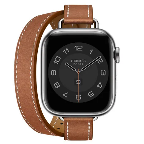 Apple Watch Hermes Series 8 41mm GPS+Cellular ステンレススチールケース/アトラージュ・ドゥブルトゥールレザーストラップ